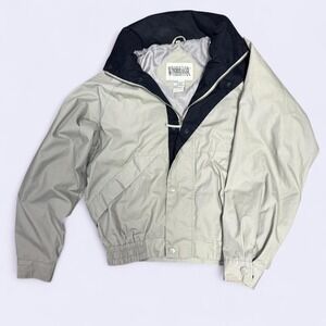 Vintage Original Windbreaker Jacket Men's M Tan Black 65/35 Poly Cotton